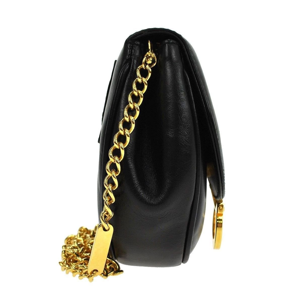 Salvatore Ferragamo Gancini Chain Black Gold Shoulder Bag