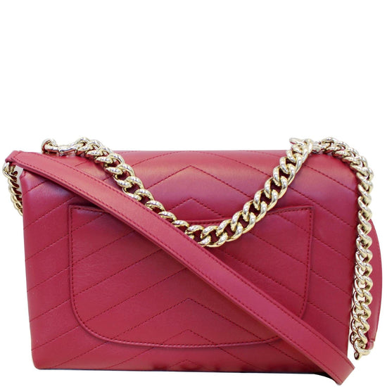 CHANEL Red Chevron Envelope Flap Shoulder Bag Calfskin Leather