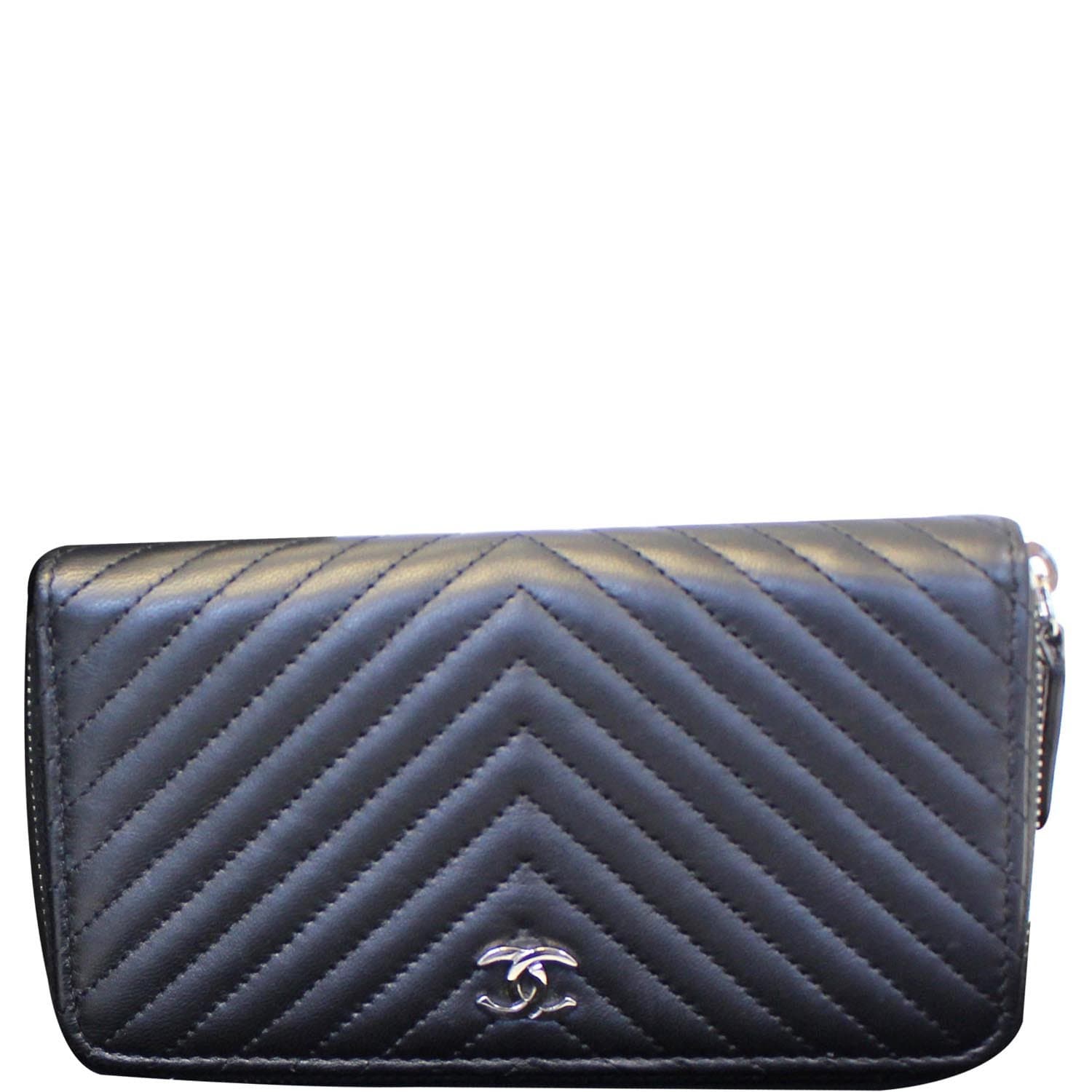 CC Long Zip Around Wallet Chevron Quilted Lambskin – Keeks Designer Handbags