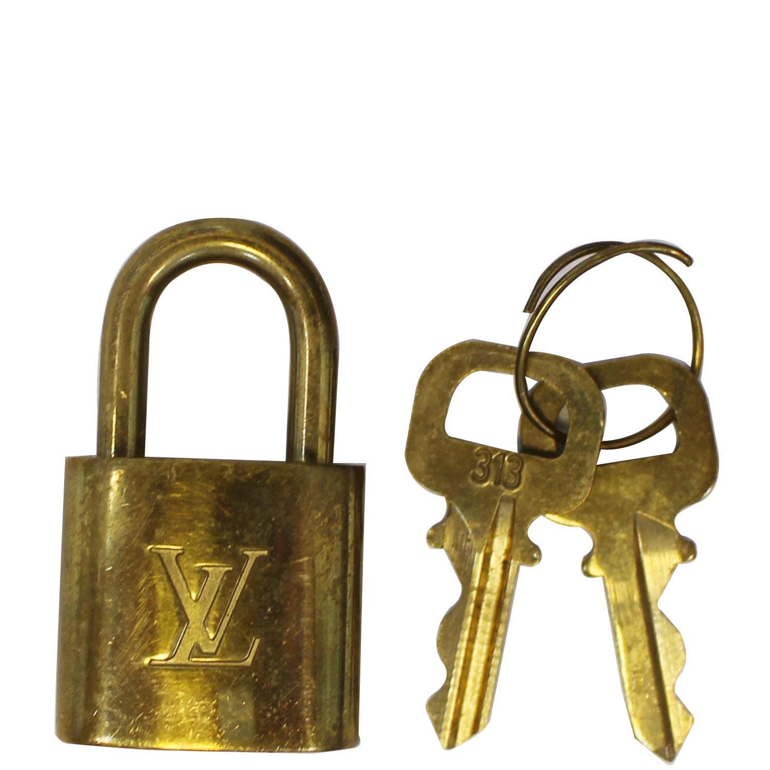 LOUIS VUITTON AUTH BRASS #313 LOCK KEY PADLOCK- POLISHED! Fits all bags! USA