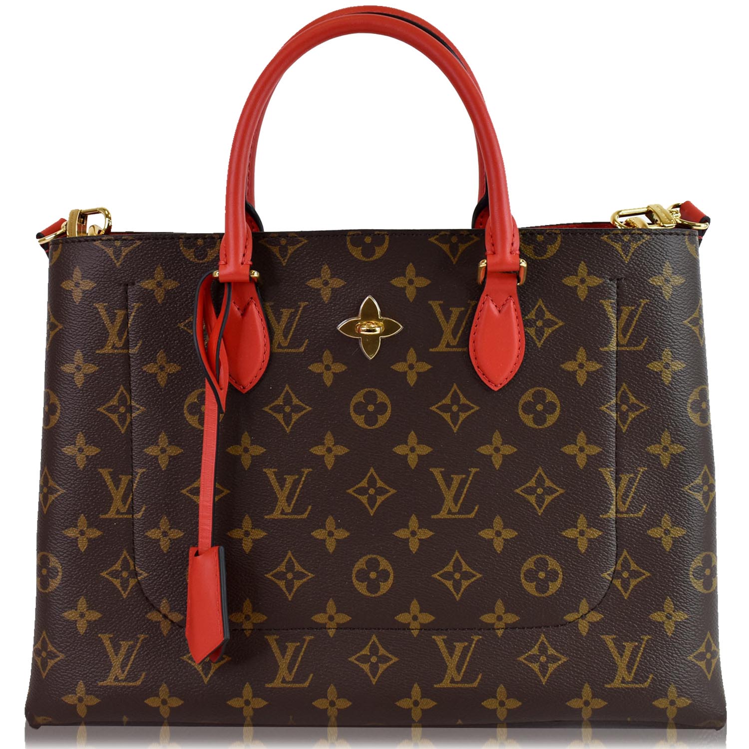 Louis Vuitton Red Leather And Brown Monogram Coated Canvas Flower Tote Gold  Hardware, 2020 Available For Immediate Sale At Sotheby's