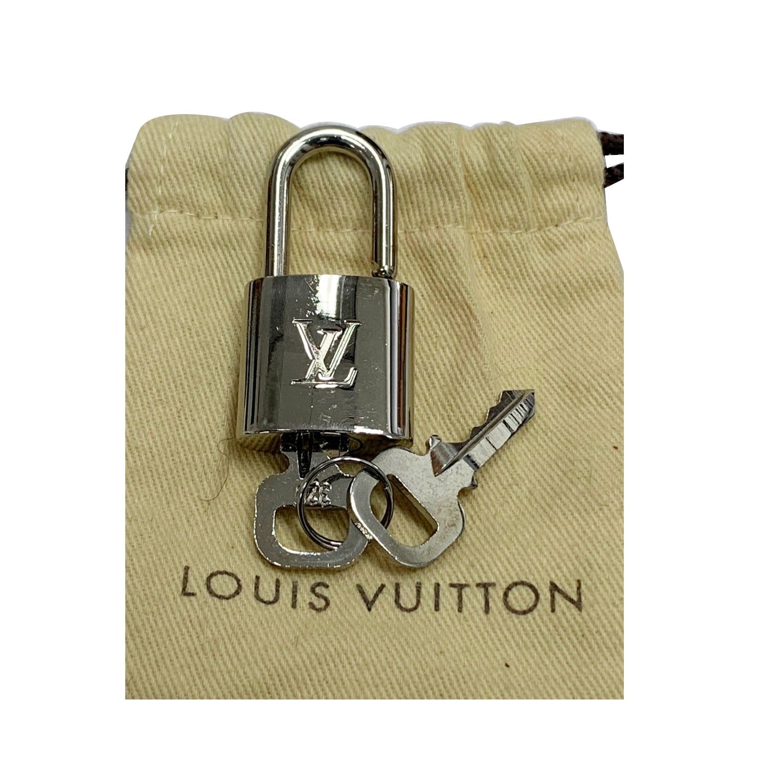 Louis Vuitton Silver Padlock and Key Set Lock Cadena 12LV1104 For