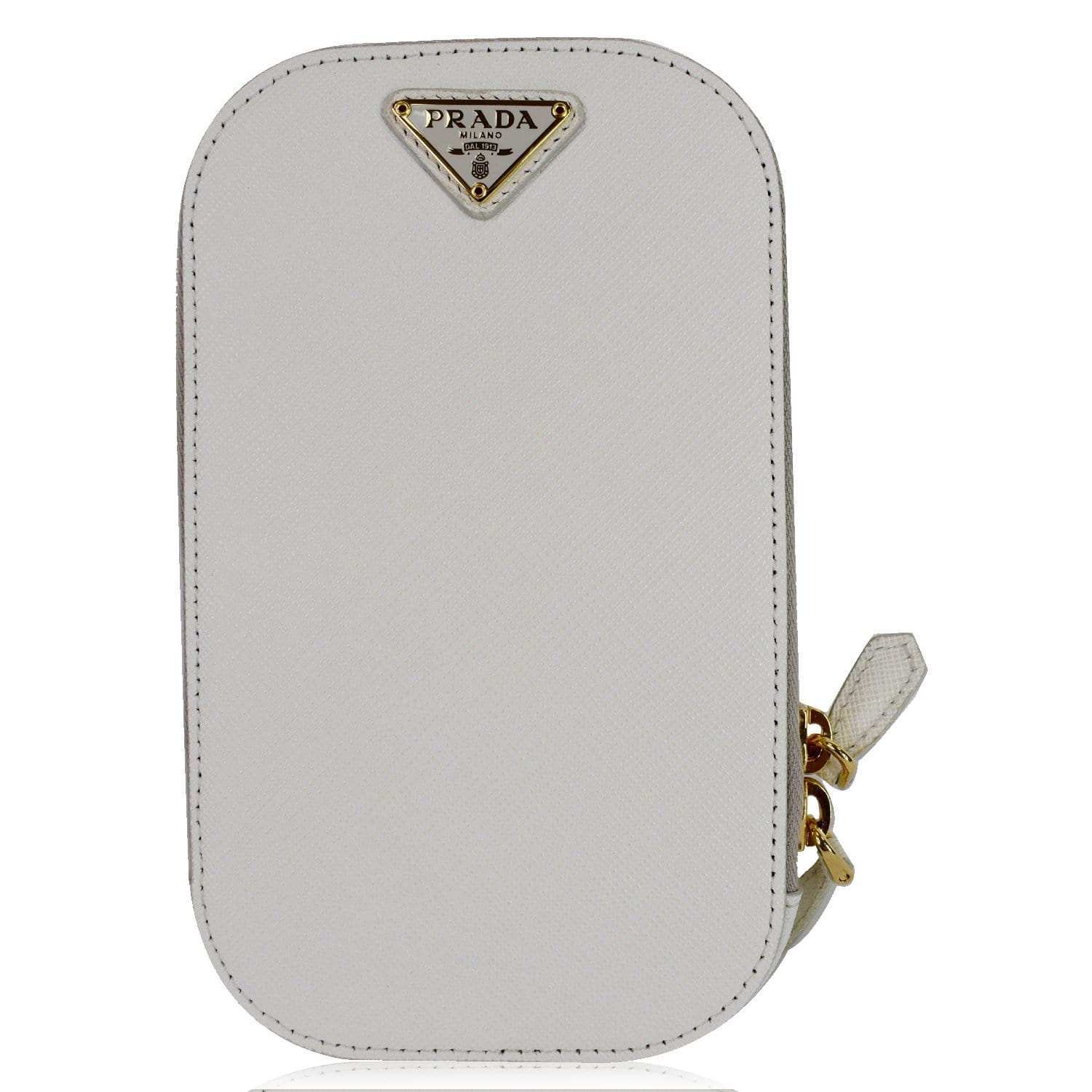 White Prada Triangle Leather Mini-bag