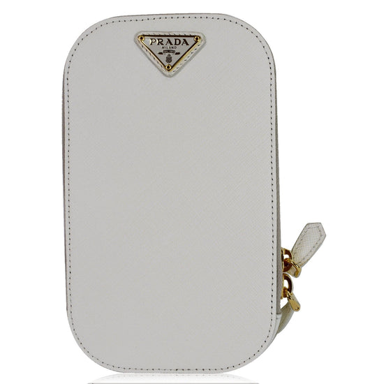 Prada Black Saffiano Triangle Leather Crossbody Phone Pouch Bag