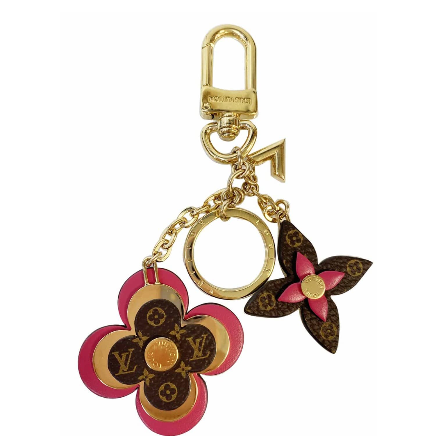 LOUIS VUITTON Monogram Blooming Flowers BB Bag Charm Key Holder Red