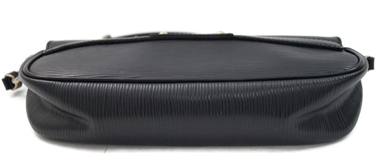 Louis Vuitton Montaigne clutch bag in black herringbone leather