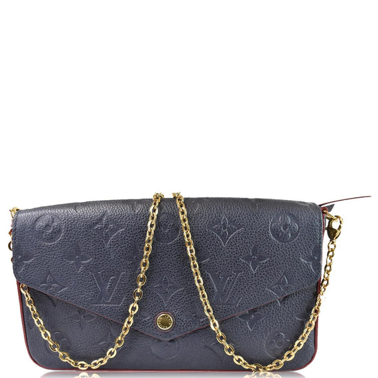 AUTH LOUIS VUITTON FELICIE POCHETTE NAVY RED MONOGRAM EMPREINTE