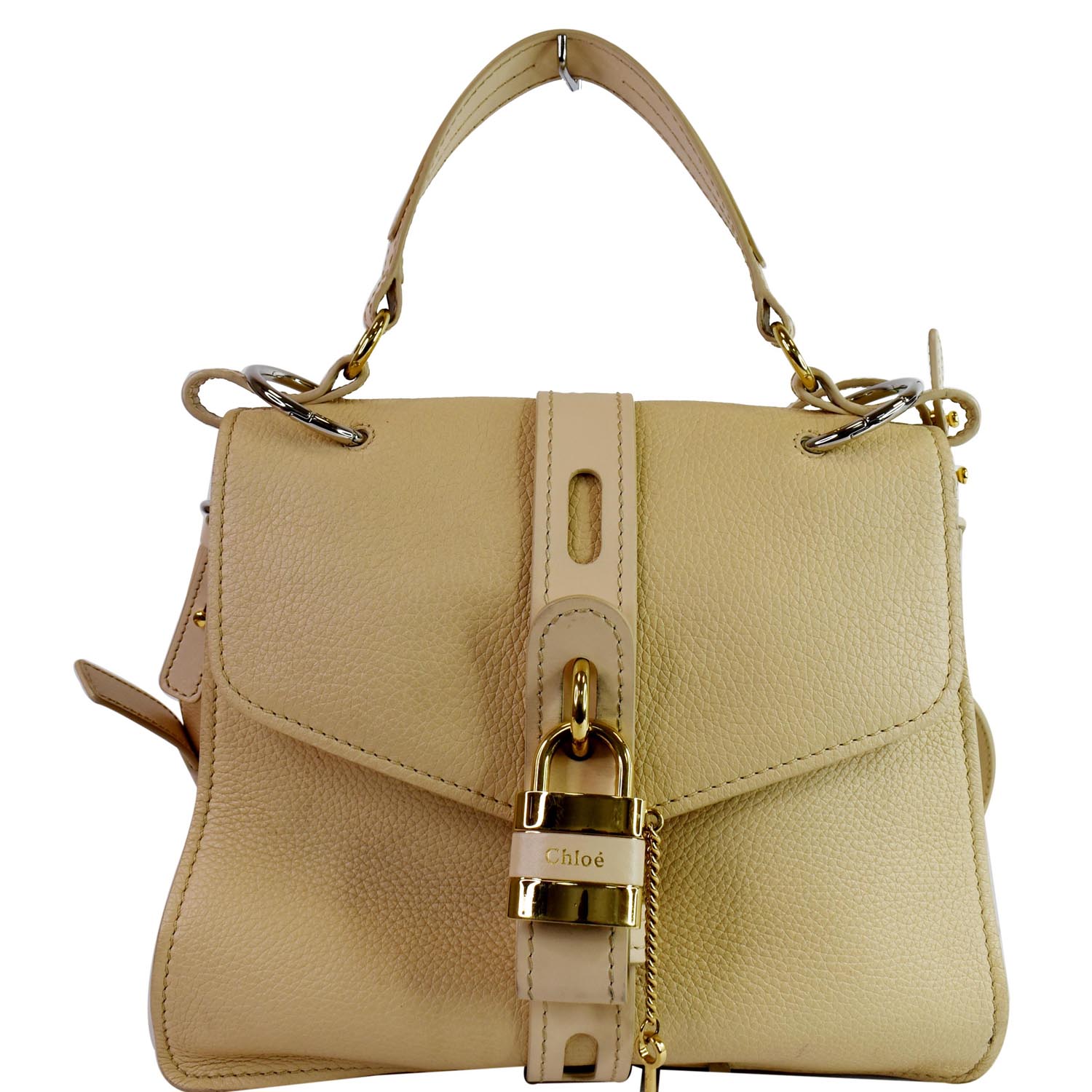 Authentic Chloe Beige Solid Leather Bag on sale at JHROP. Luxury