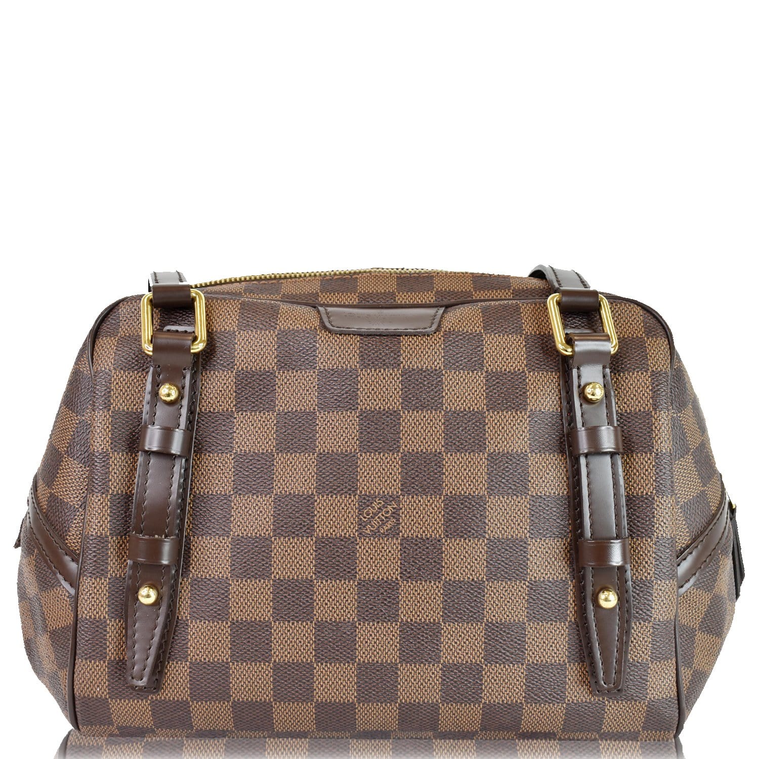 Louis Vuitton Damier Rivington Shoulder Bag PM Brown Leather