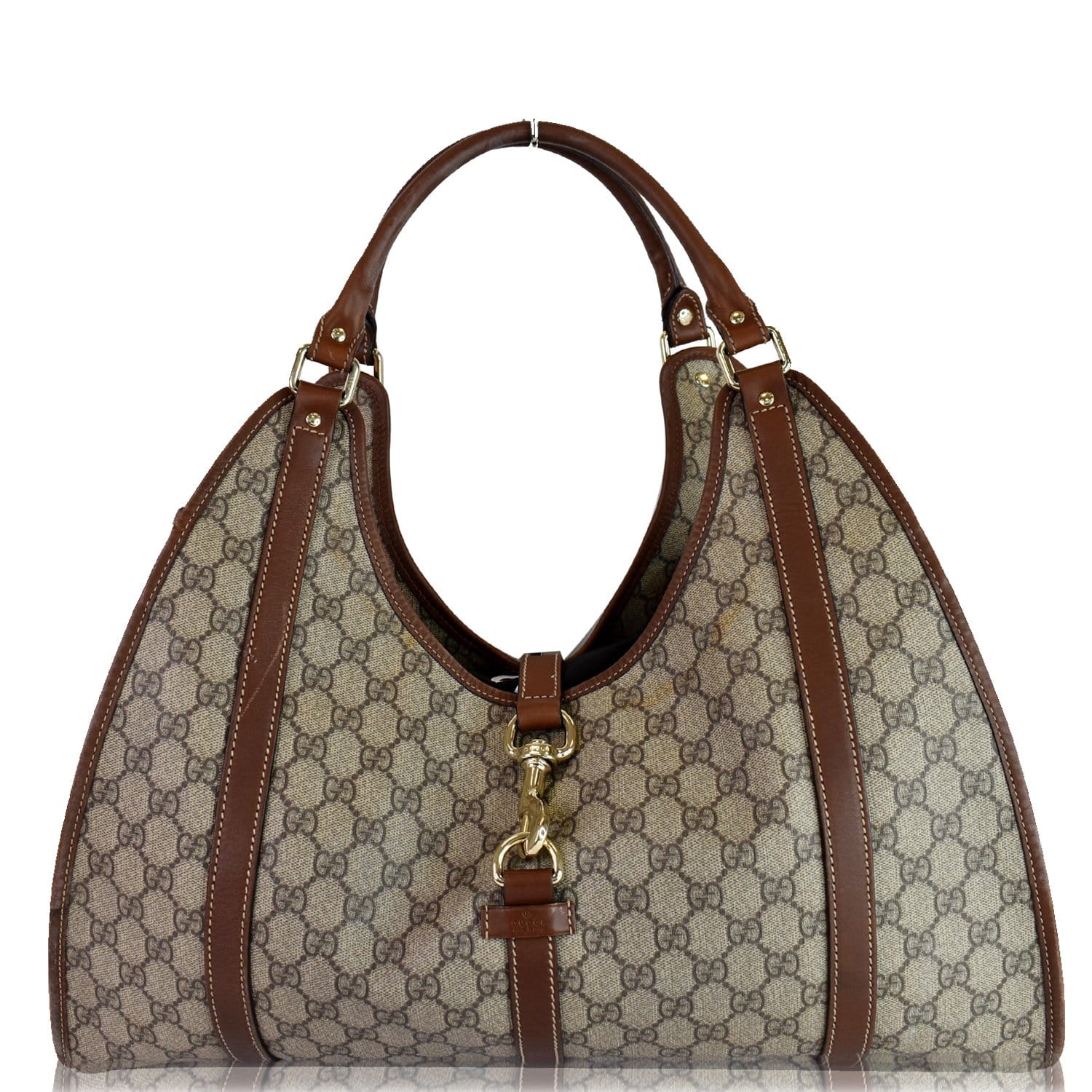 Preloved Gucci Dark Brown GG Denim Canvas Large Shoulder Bag 101334002214 063023