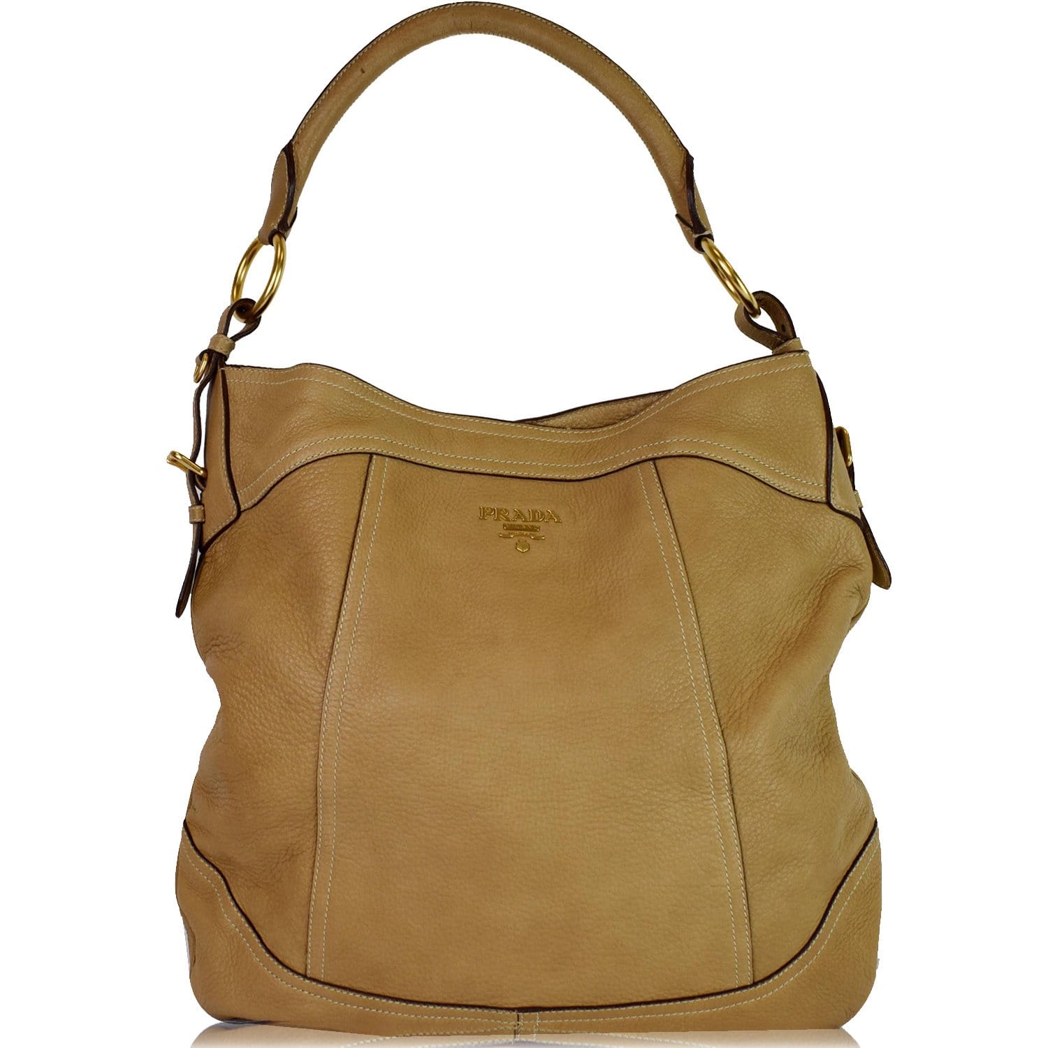 Prada Brown Vitello Daino Bauletto Bag Bronze Leather ref.187643