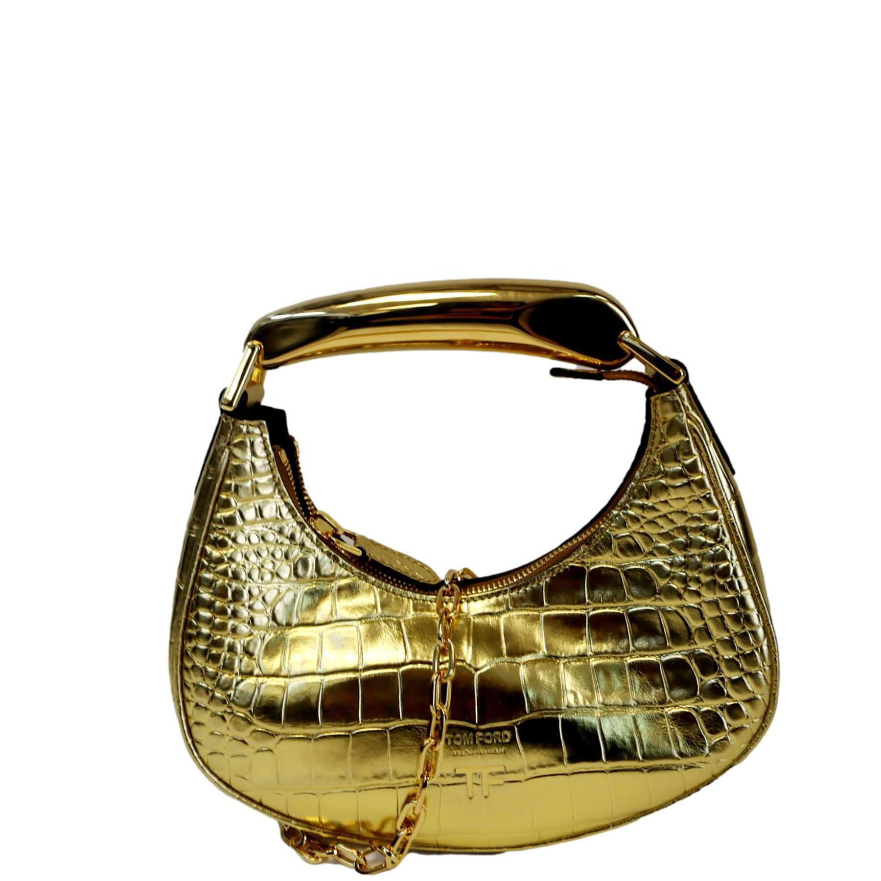 TOM FORD gold Python TF Clutch Bag