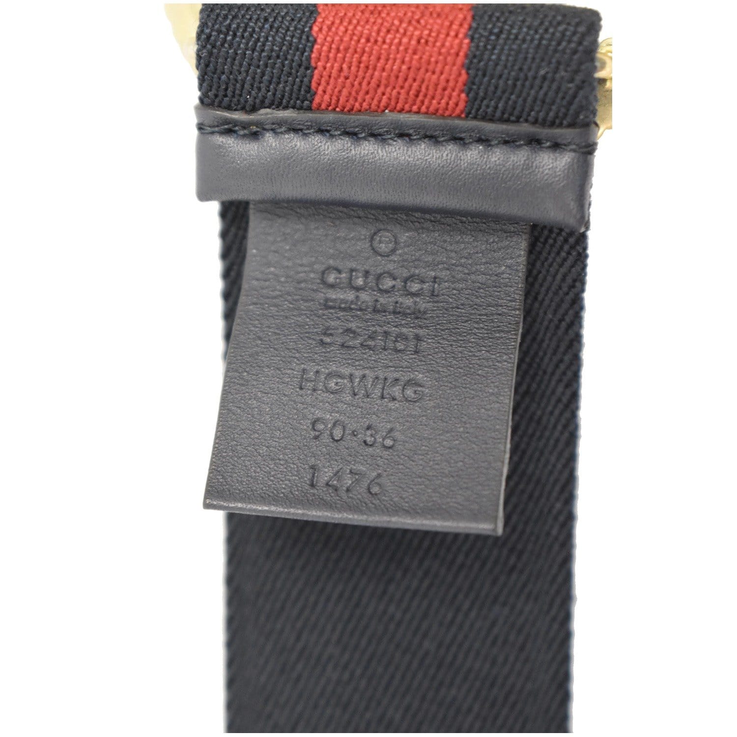 GUCCI Torchon Double G Web Elastic Belt Navy Blue Size 90/36