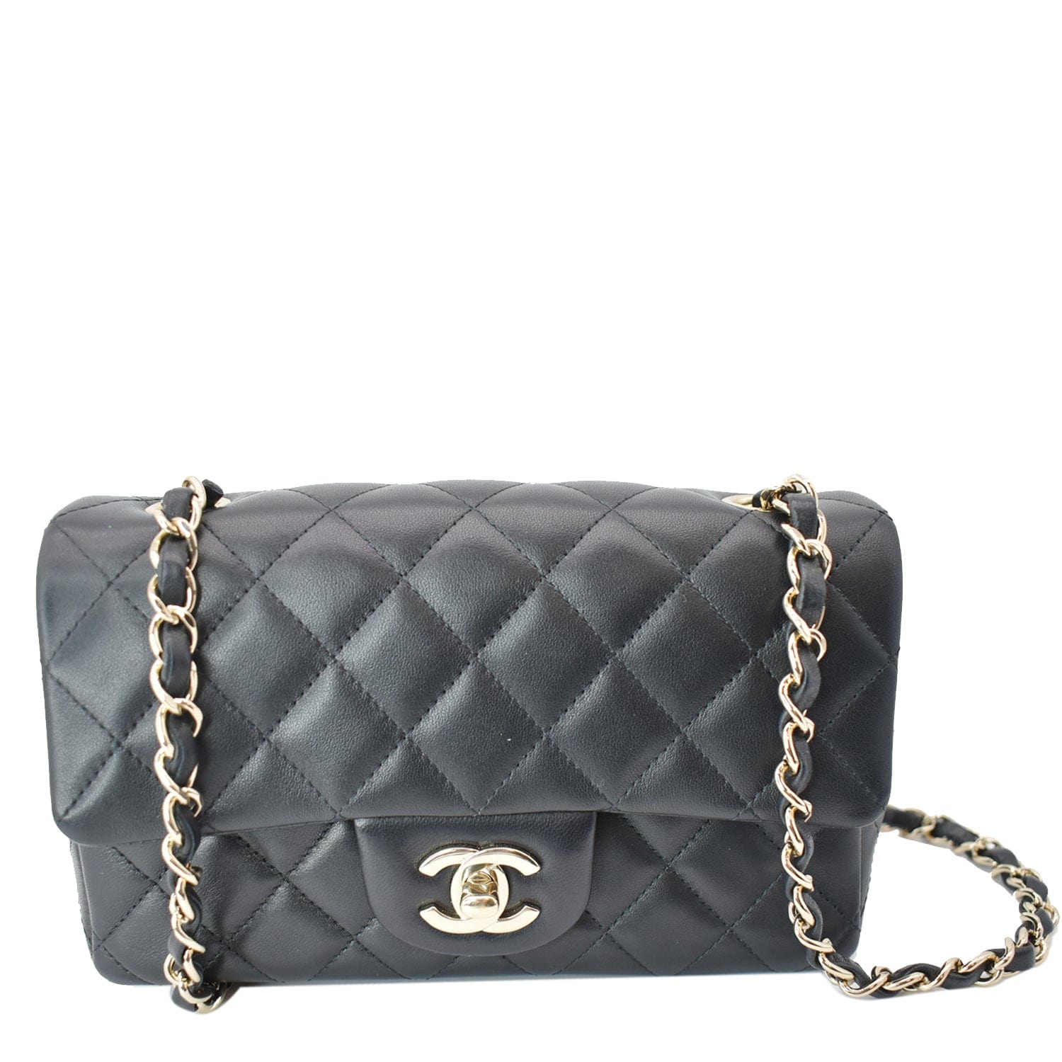 Vintage CHANEL Classic Black Quilted Lambskin Small Single Flap Bag