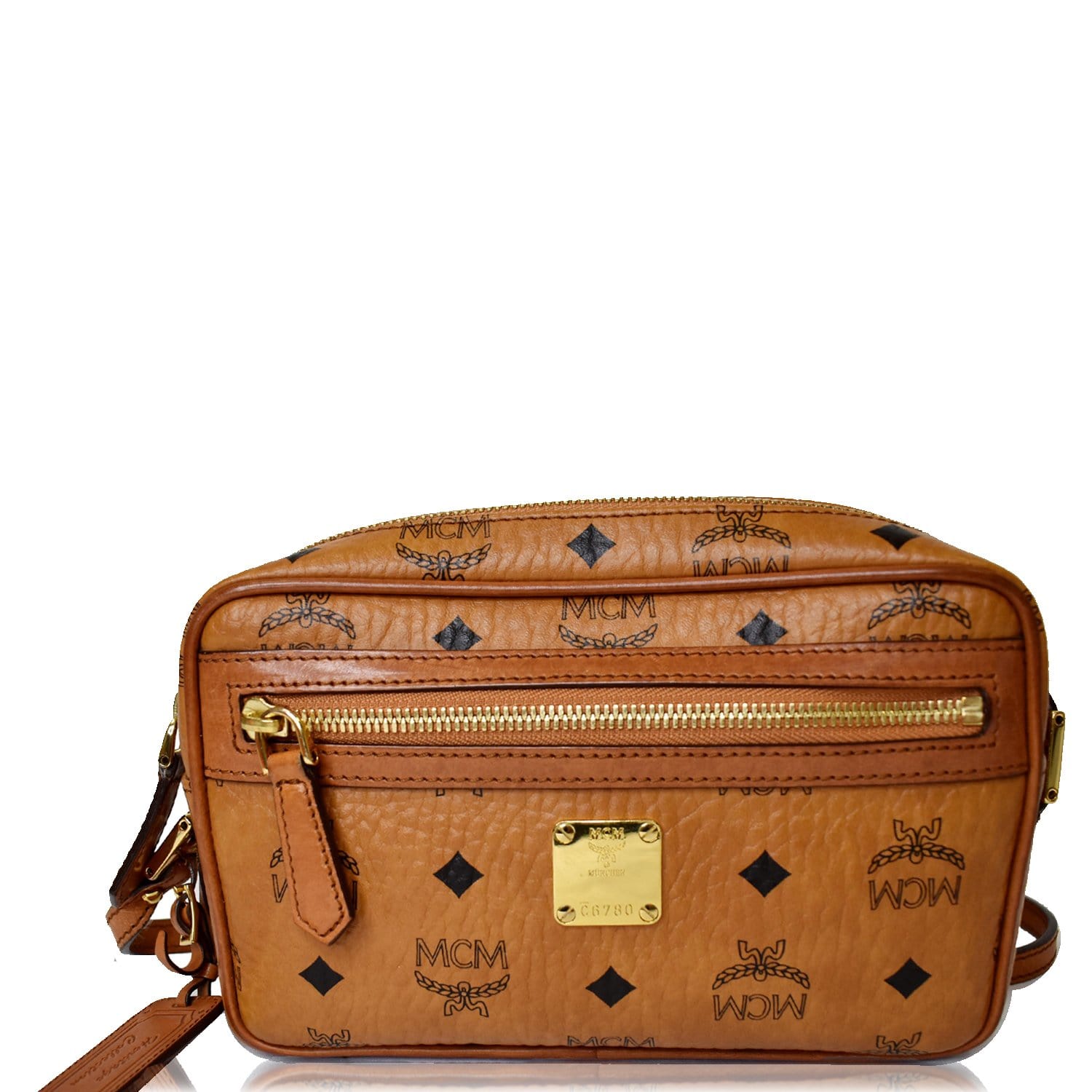 Mcm Mini monogram-print Camera Bag - Brown