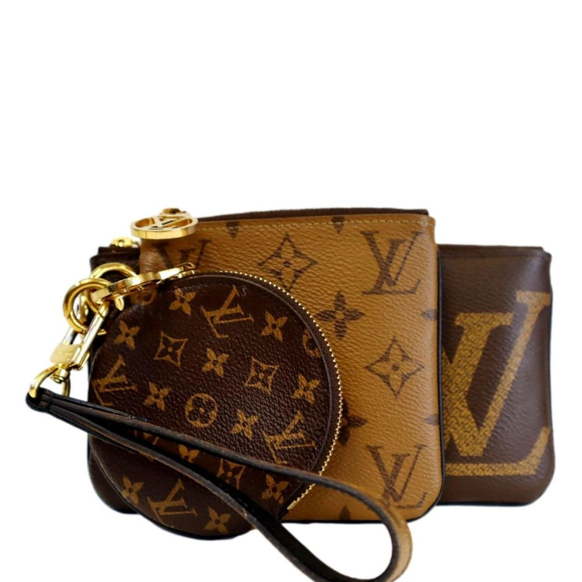 Louis Vuitton Pochette Trio Giant Monogram Reverse Pouch Bag Handbag Compact