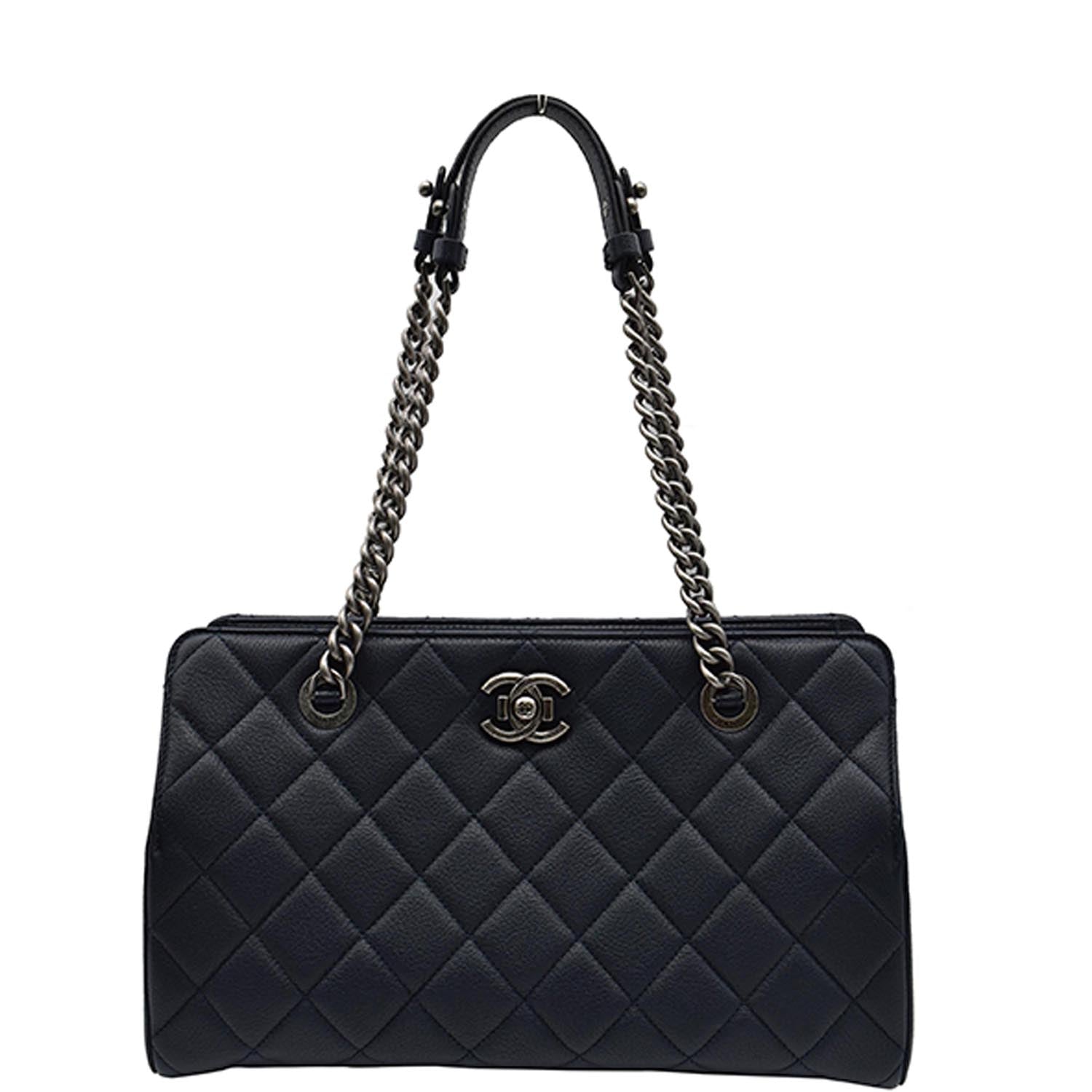 CHANEL City Rock Quilted Leather Shopping Tote Bag Blue- 10% OFF