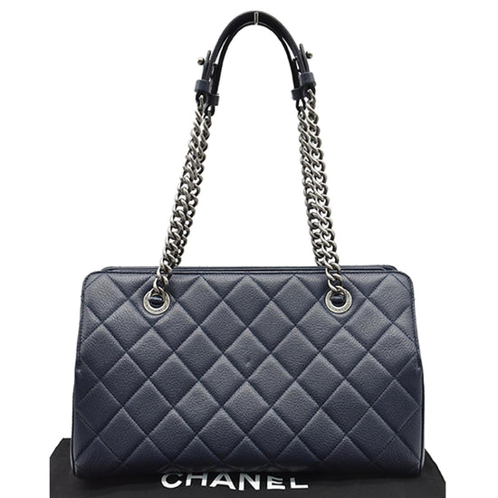 CHANEL City Rock Quilted Leather Shopping Tote Bag Blue- 10