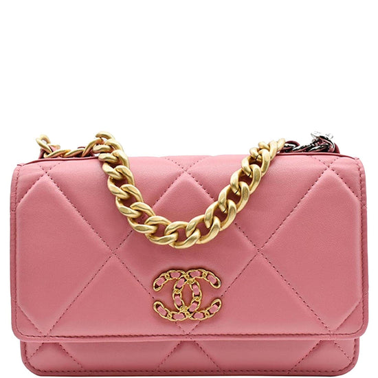 Chanel 19 Wallet On Chain Tweed Pink
