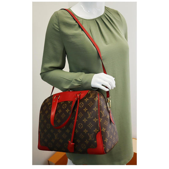 LOUIS VUITTON 13" Auth Monogram Red Brown Retiro Speedy