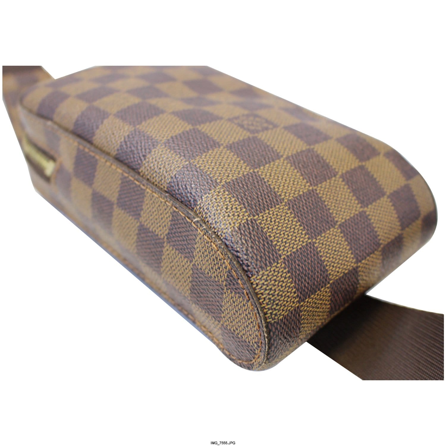 LOUIS VUITTON clutch bag in Azur checkered canvas and natural cow