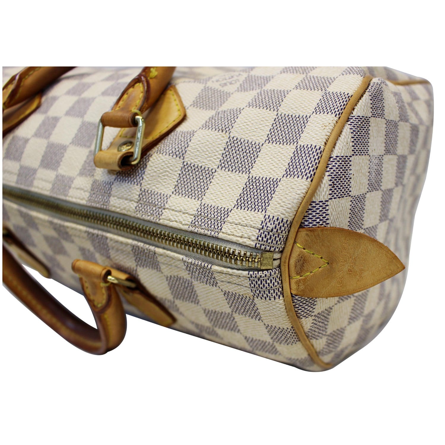 LOUIS VUITTON Speedy 30 Damier Azur Satchel Handbag White-US