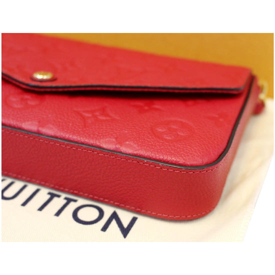 🔥NEW LOUIS VUITTON Felicie 8 Slot Card Holder Pouch Wallet Leather Red HOT  GIFT