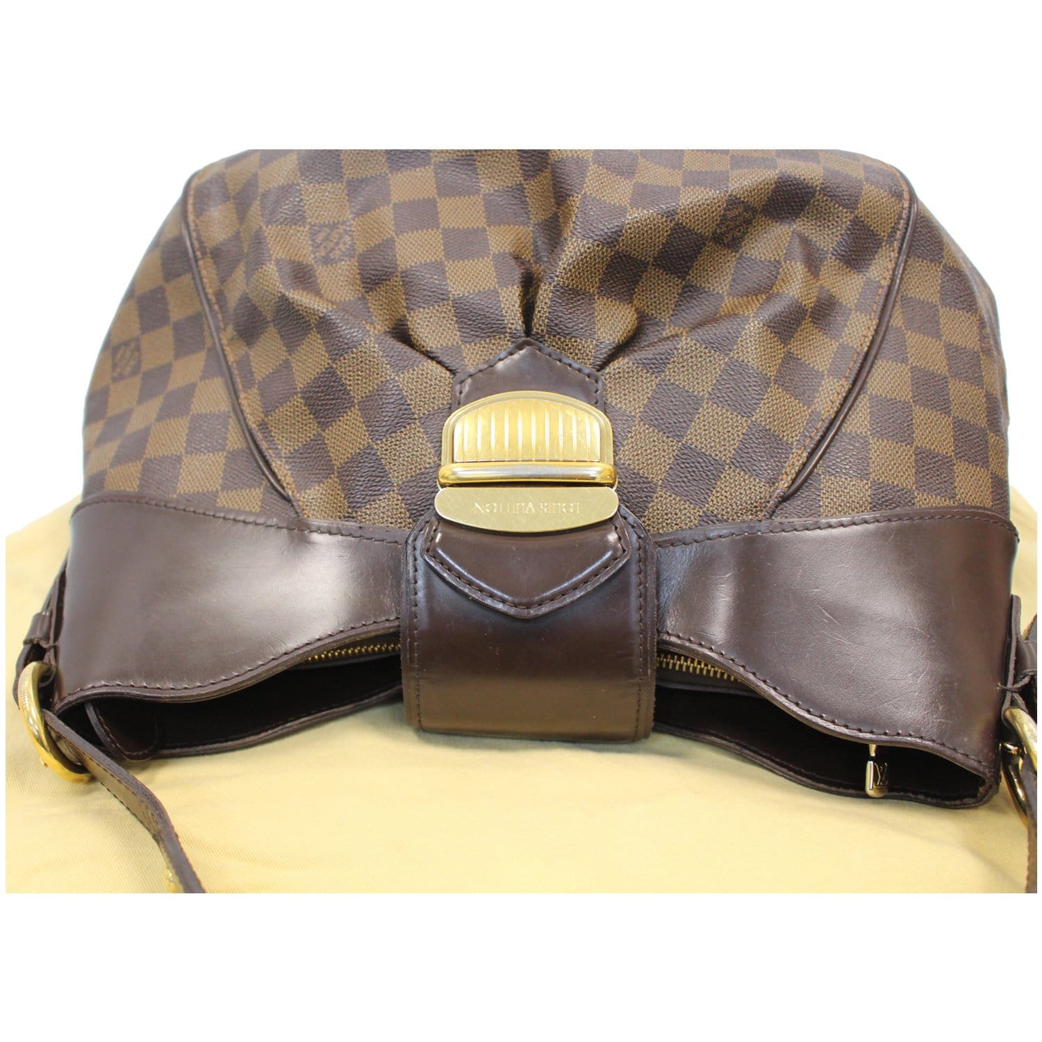 LOUIS VUITTON Kensington Damier Ebene Tote Bag Brown