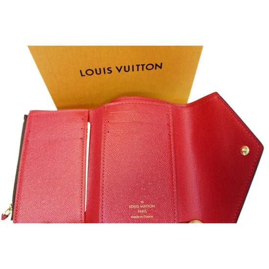 Authentic Louis Vuitton Victorine Wallet Damier Ebene RedSD1198 Receipt