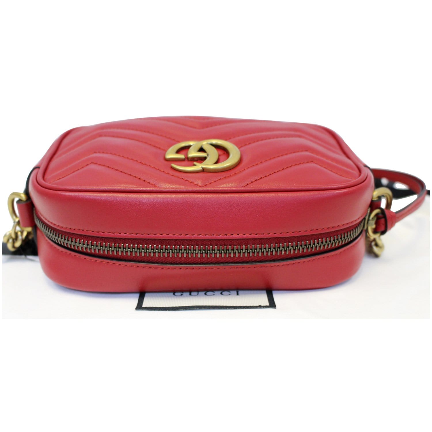 GUCCI GG Marmont Matelasse Mini Leather Crossbody Bag Red-US