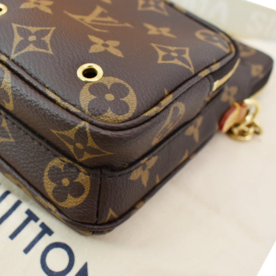 LOUIS VUITTON Utility Phone Sleeve Monogram Canvas Crossbody Bag Brown