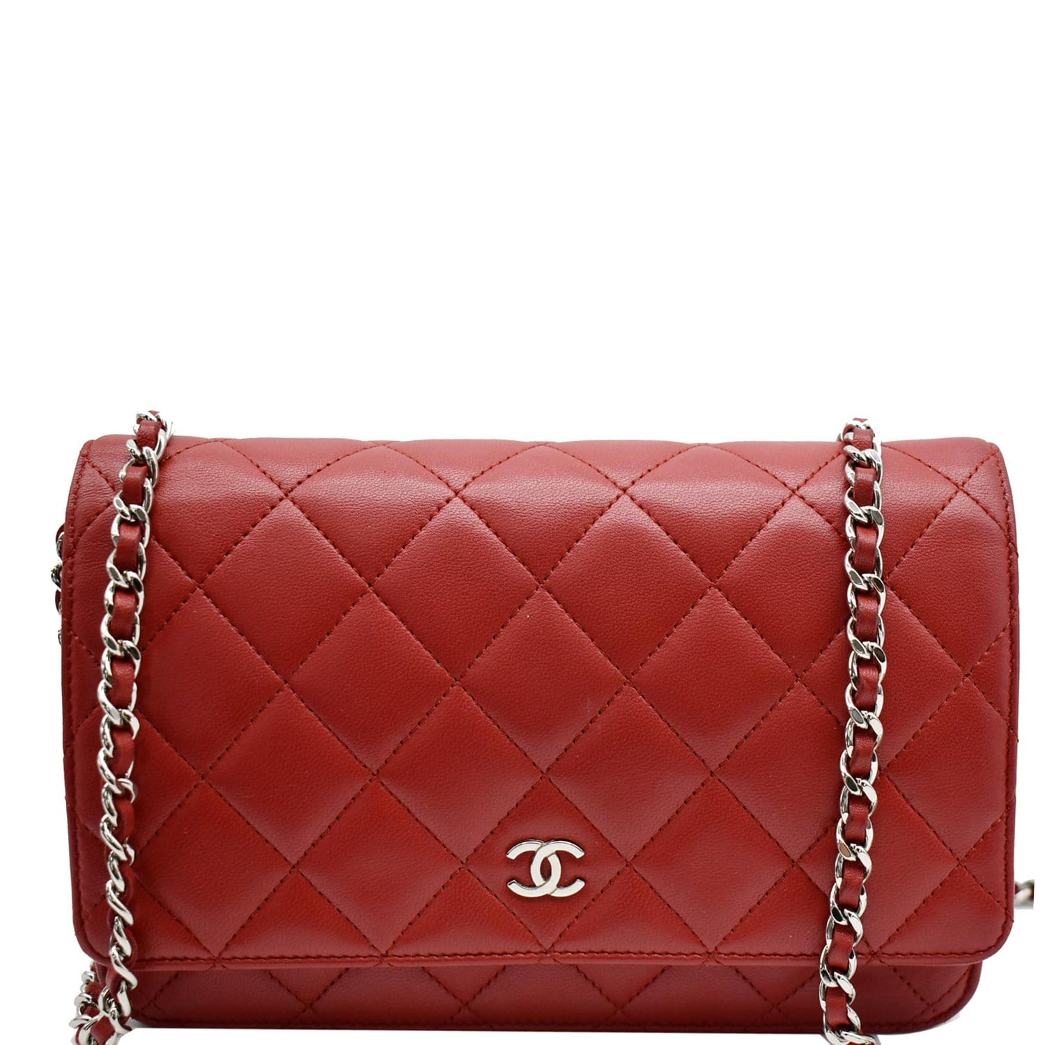 Chanel Red Quilted Lambskin Wallet on Chain