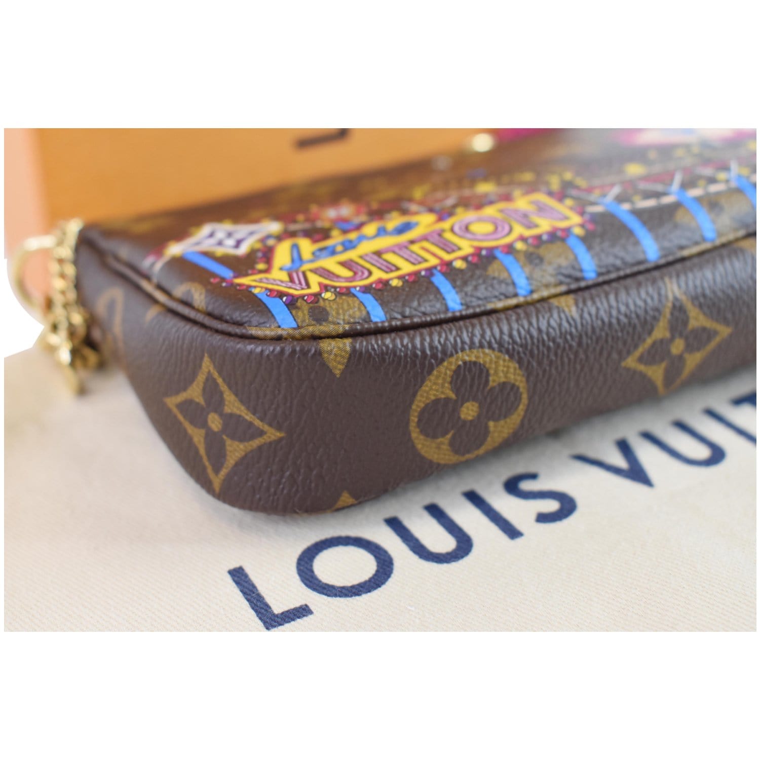 LOUIS VUITTON Mini Pochette Christmas Monogram Canvas Accessoires Pouc