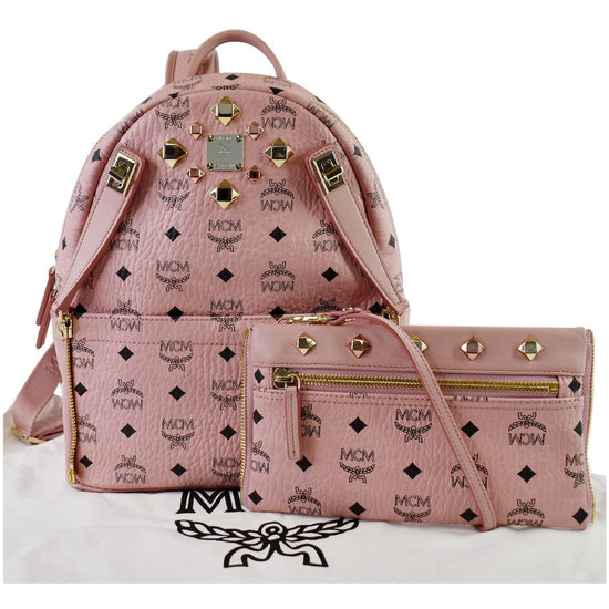 MCM Visetos Studded Small Dual Stark Backpack Pink 1270997