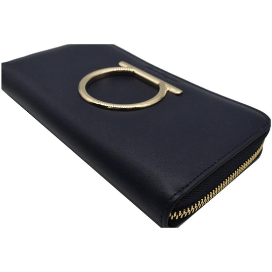 SALVATORE FERRAGAMO Gancini Long Zip Around Wallet Blue