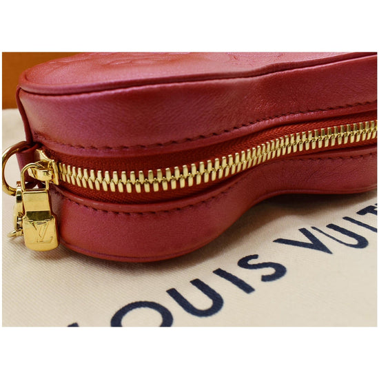 Louis Vuitton Lipstick Red Monogram Lambskin Embossed Sac Coeur Heart on Chain Bag