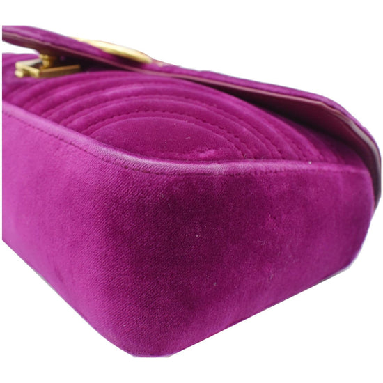 Marmont velvet crossbody bag Gucci Purple in Velvet - 24138791