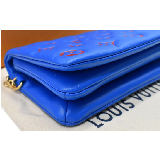 LV LV Women Pochette Coussin Blue Monogram Embossed Lambskin in