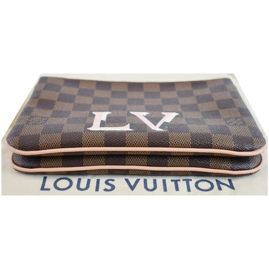 Louis Vuitton Damier Ebene Canvas Double Zip Pochette Bag - Boca