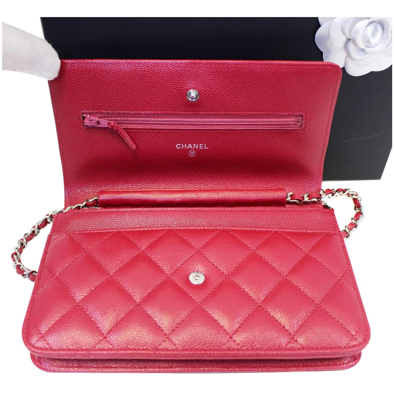 CHANEL Wallet On Chain WOC Clutch Crossbody Bag Red