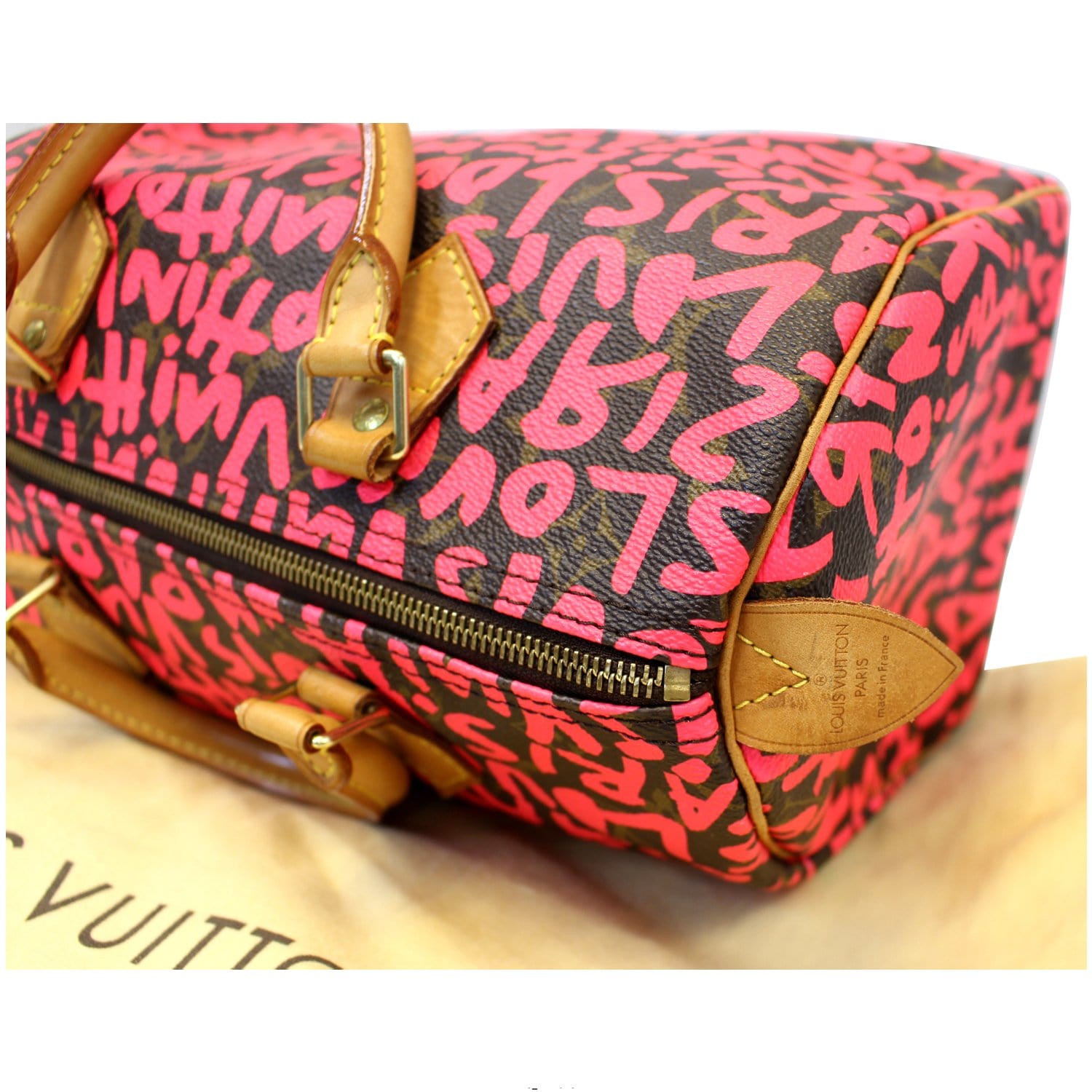 LOUIS VUITTON Speedy 30 Graffiti Monogram Satchel Bag Pink-US