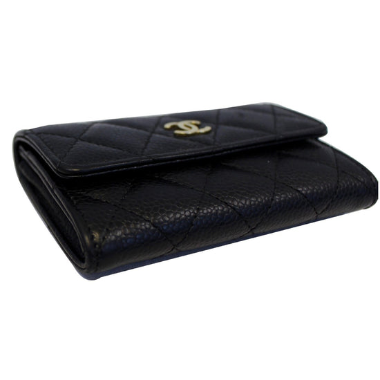 CHANEL Flap Caviar Leather Card Holder Black