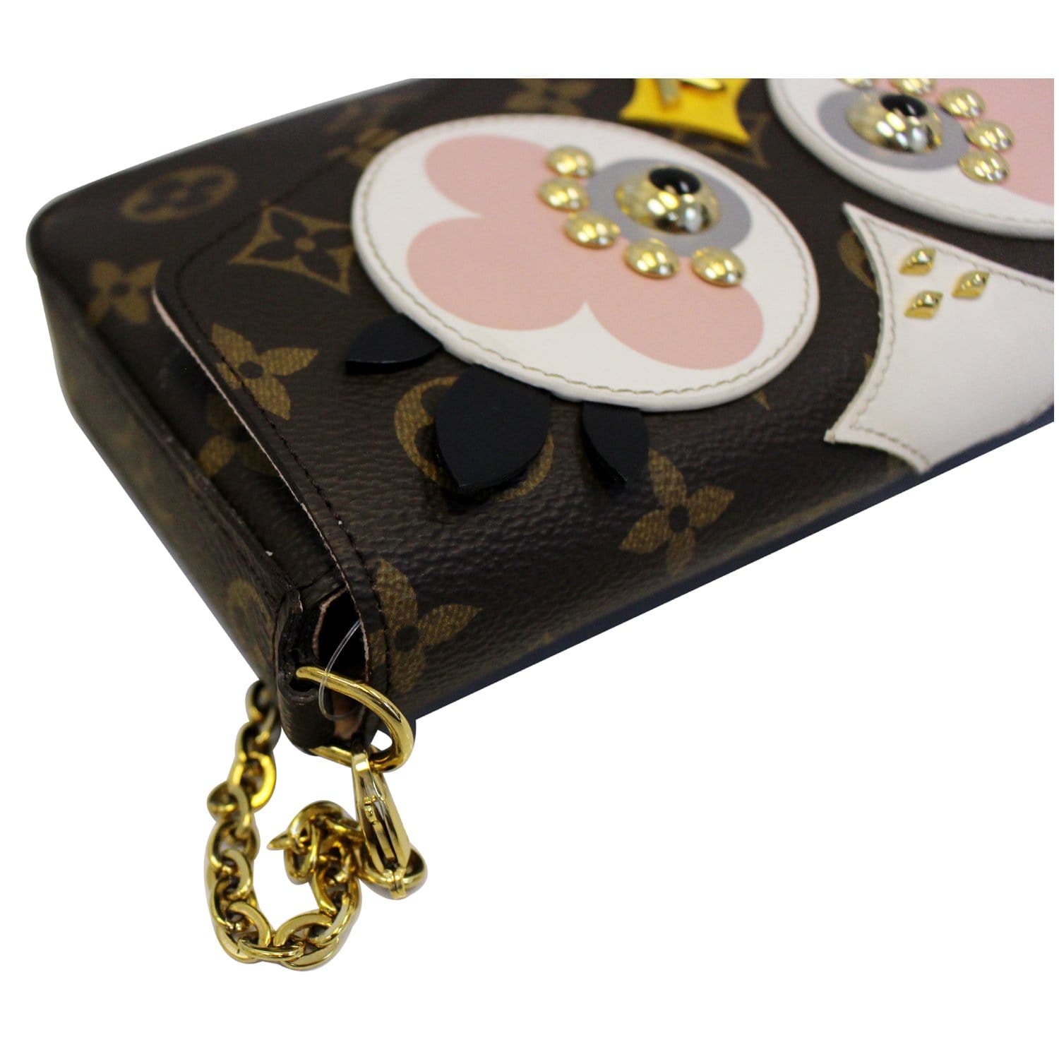 LOUIS VUITTON Pochette Felicie Owl Monogram Chain Crossbody Bag-US