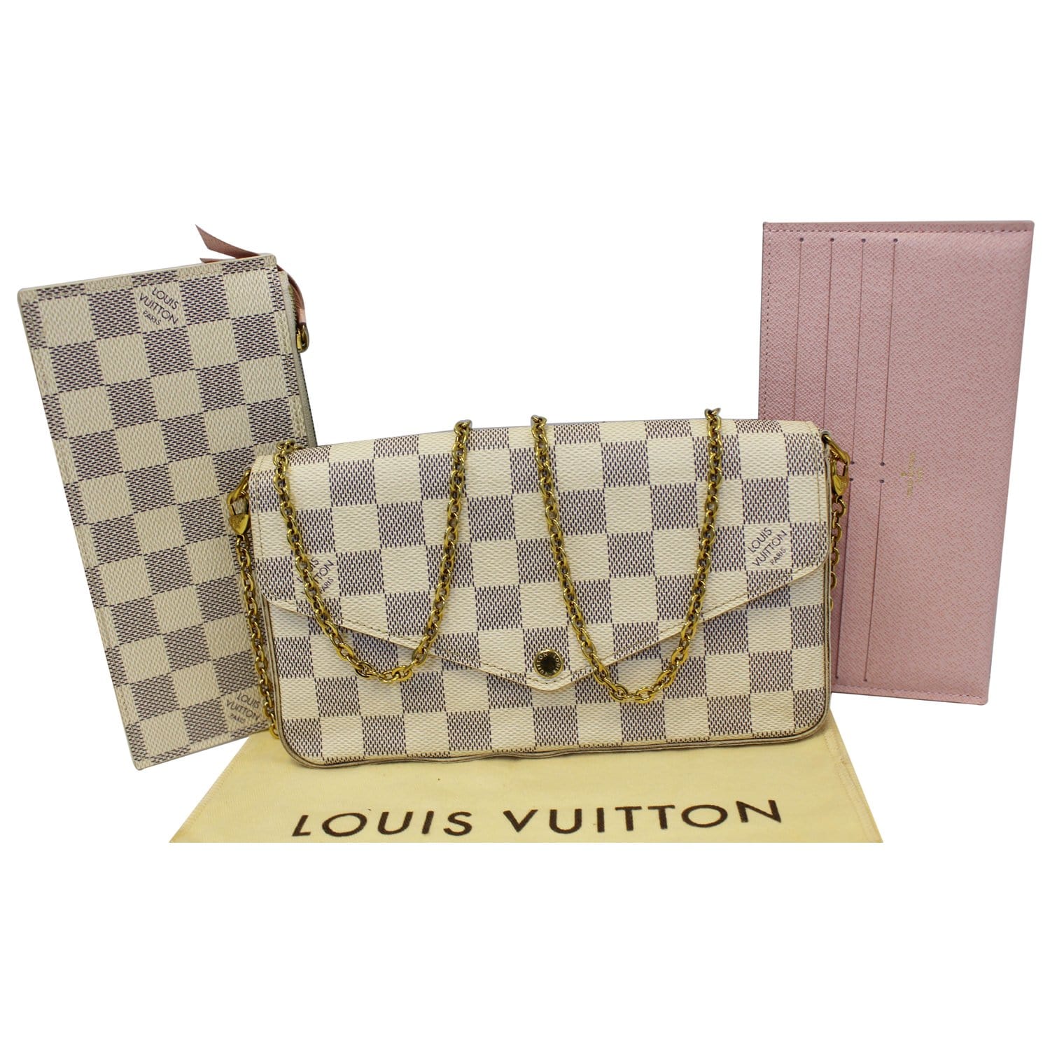 LOUIS VUITTON Pochette Felicie Damier Azur Crossbody Bag White-US