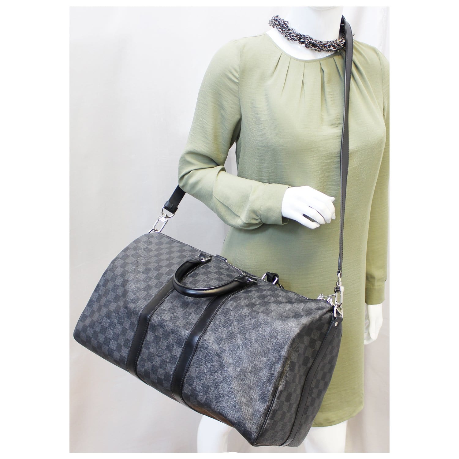 Louis Vuitton Keepall Bandouliere Bag Damier Graphite 45 Black  eBay