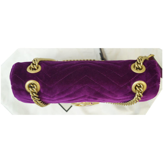 Marmont velvet crossbody bag Gucci Purple in Velvet - 24138791
