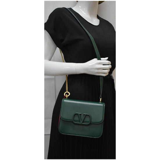 VALENTINO Garavani Vsling Micro Leather Shoulder Bag Green