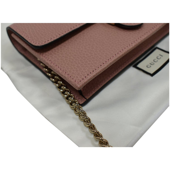 Interlocking G Wallet on Chain Leather Pink GHW