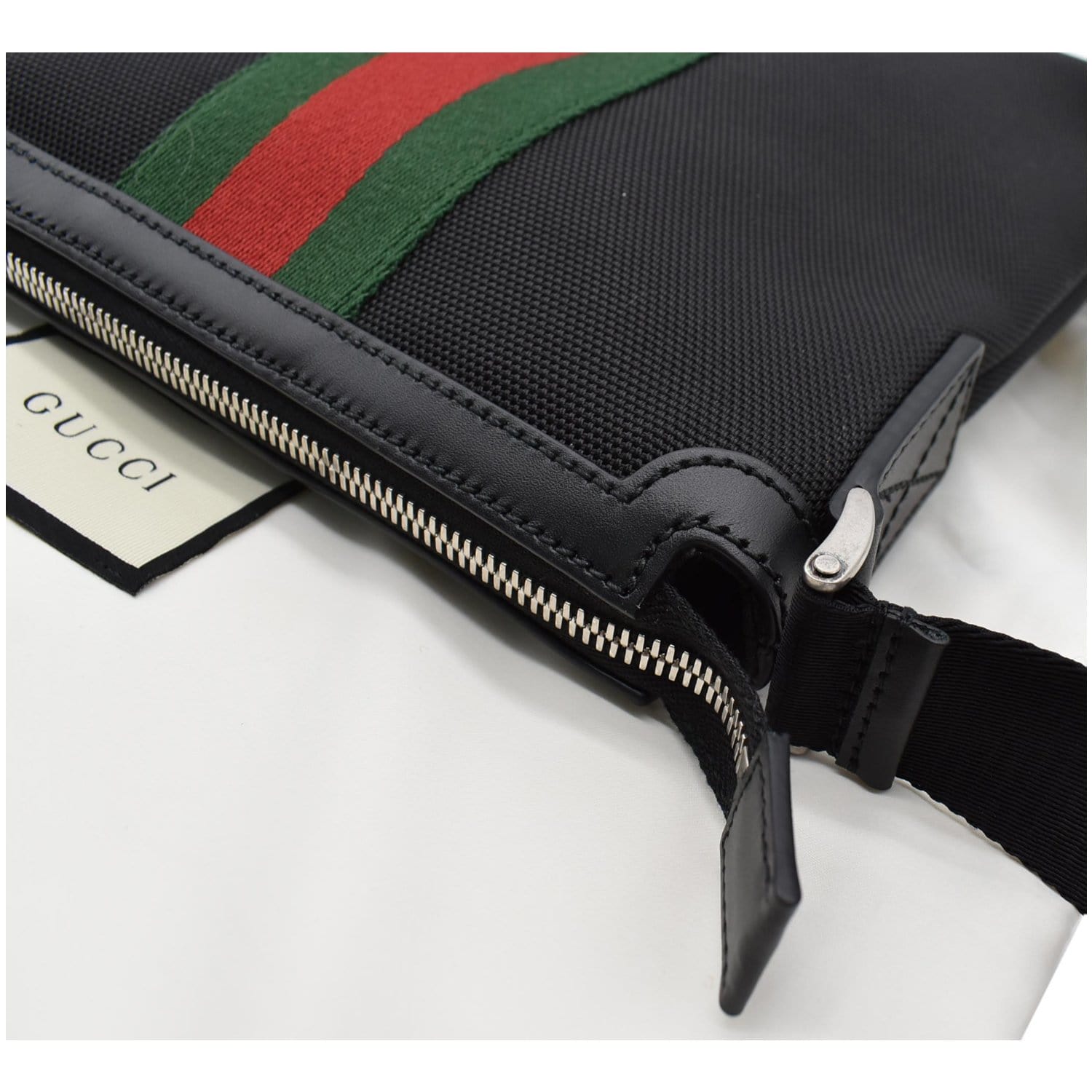 GUCCI Techno Canvas Web Messenger Bag Black 631195