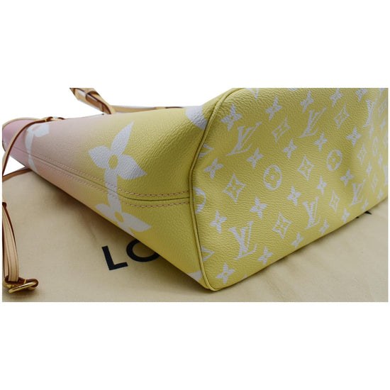 Louis Vuitton Pink Yellow Monogram By the Pool Neverfull MM Tote Bag  808lvs47